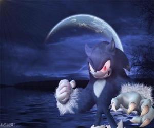 Puzle Sonic the Werehog, a última transformação do Sonic, de noite ele se transforma em um lobo ouriço