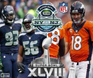 Puzle Super Bowl 2014. Seattle Seahawks vs Denver Broncos. MetLife Stadium, New Jersey, 2 de fevereiro de 2014