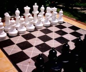 Puzle Tabuleiro de xadrez com todas as peças colocadas para iniciar o jogo