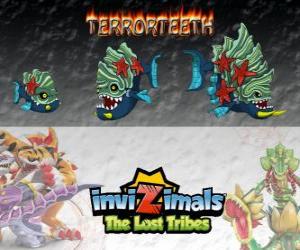 Puzle Terrorteeth, última evolução. Invizimals Tribos Perdidas. Aquático Invizimal que come muito rápido e que morde tudo