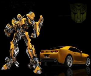 Puzle Transformers, o carro eo robô no qual ele se transforma