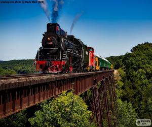 Puzle Trem a vapor sobre a ponte