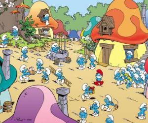 Puzle Um dia na aldeia dos Smurfs