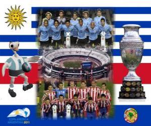 Puzle Uruguai vs Paraguai. Finais da Copa América da Argentina de 2011. 24 de julho, Estadio Monumental, em Buenos Aires