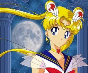 Puzle Usagi Tsukino, Serena Tsukino o Bunny Tsukino é o personagem principal e se torna Sailor Moon