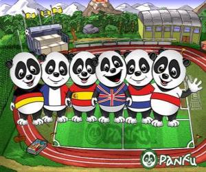 Puzle Várias T-shirts panda Panfu de algumas equipas nacionais