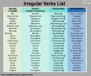 Puzle Verbos irregulares em inglês