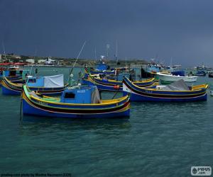 Puzle Vários barcos de pesca