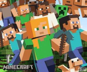 Puzle Vários personagens de Minecraft