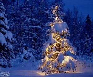 Puzle Árvore de Natal nevado