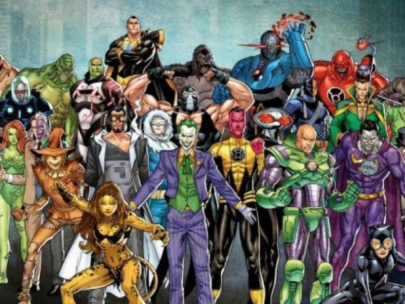 Puzzle de vilões de quadrinhos de super-heróis. puzzle