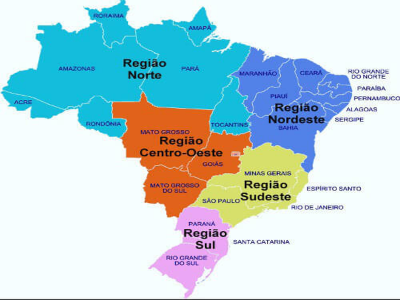 Mapa do brasil norte nordeste sul sudeste centro oeste Puzzles De Mapa De Brasil Quebra Cabecas De